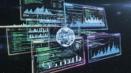 Futuristic data visualization in space - Powered by Adobe
