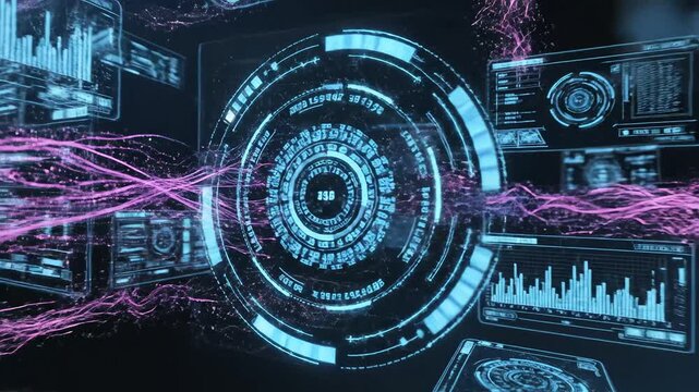 Futuristic digital interface with glowing elements