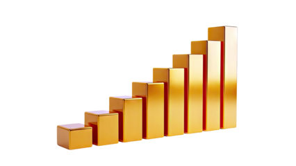Golden Bar Chart Showing Upward Trend