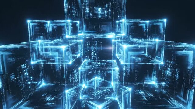 Glowing blue cube structure