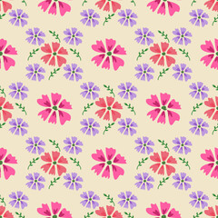 Floral seamless pattern Hand drawn colorful flowers Natural background with colorful painted flowers.
