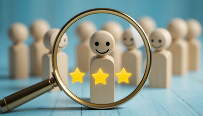 Diversity and social inclusion community concept with colorful wooden figures in a circle for corporate teamwork and human resources website banner