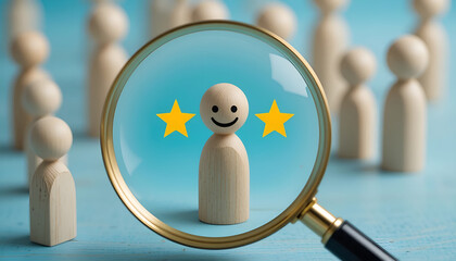 Diversity and social inclusion community concept with colorful wooden figures in a circle for corporate teamwork or support group website banner