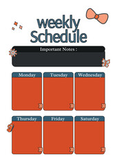 Weekly Schedule Planner Soft Pink Cute Illustrated, template, interface, menu, button, layout, infographic