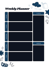 Weekly Schedule Planner Soft Pink Cute Illustrated, template, interface, menu, button, layout, infographic