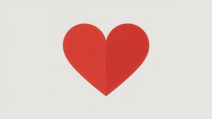 Simplistic red heart symbol on plain white background
