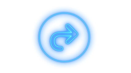 Glowing neon reply arrow icon isolated on transparent background. Redo button. Next. Forward. UI element. Interface design.