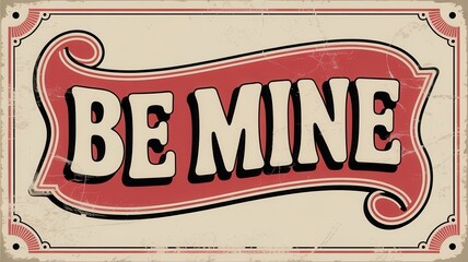 Vintage styled inspirational sign saying be mine