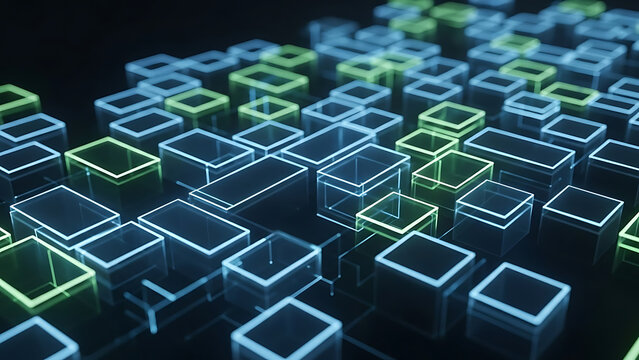 Blockchain Network Technology Background  cube - Powered by Adobe