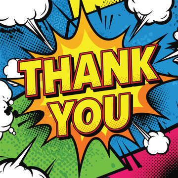 Comic Book Style Thank You Explosion Speech Bubble
