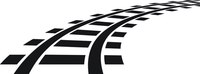 Railway Track Curve Silhouette Vector Illustration