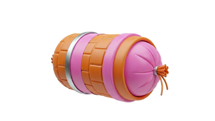 3D Render of a Pink and Orange Sausage on White Background