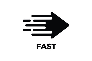 Obraz premium Black fast delivery arrow icon, speed symbol with motion effect on white background