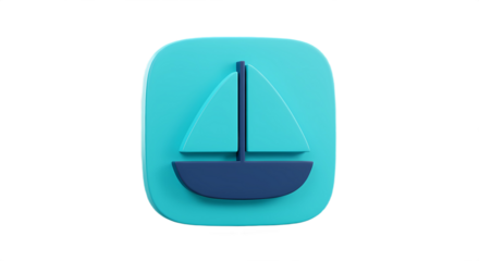 Modern sailboat icon on blue background