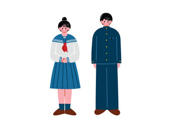 制服を着た学生の男女
