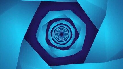 Abstract blue hexagonal tunnel with concentric circles and gradient effect leading to a central point. - Powered by Adobe