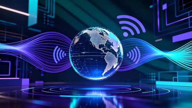 Digital globe with wireless signals