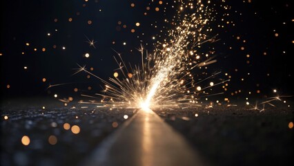 Trail of elegant, sparkling particles illuminates dark background, creating dynamic and captivating visual effect