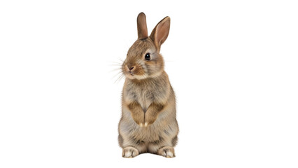 Fototapeta premium Cute Brown Baby Rabbit Standing Upright isolated PNG with Transparent Background