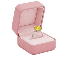 Pink ring box with yellow diamond