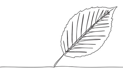Minimalist Continuous Line Drawing of a Leaf