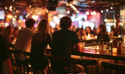 Cozy Bar Seating for Social Activity with Friends in Lively Atmosphere