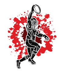 Obraz premium Graffiti American Football Player Cartoon Sport Graphic Vector