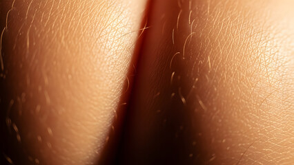 Fototapeta premium Extreme Close-up of Human Skin Texture with Fine Hairs and Pores macro