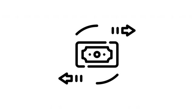 Money exchange icon suitable for financial websites, apps, presentations, and educational materials. Icons show currency conversion with rotating arrows.
