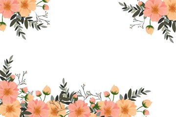 Flower frame for wedding, birthday, card, background, invitation, wallpaper, sticker, decoration etc.

