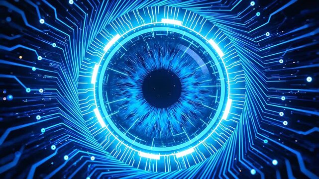 Cybernetic eye with circuit patterns
