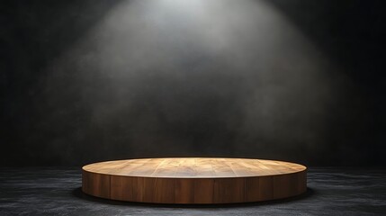 Wooden platform under spotlight