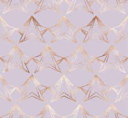 Abstract geometric seamless pattern with gold star tiles.