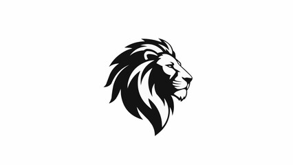 Majestic Lion Head Profile Silhouette Logo Design.