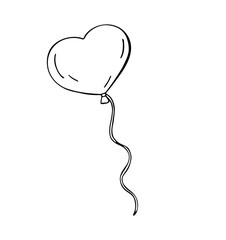Heart balloon hand drawn icon
