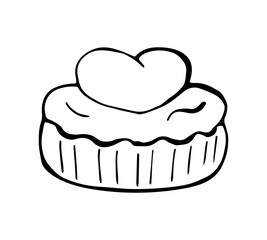Cupcake with heart hand drawn icon
