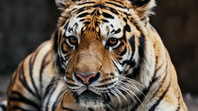 Close up portrait of a bengal tiger with striking orange and black stripes
