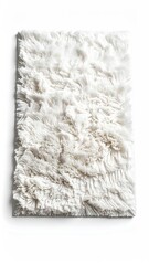 Obraz premium Rectangular, white fluffy rug, isolated on white background