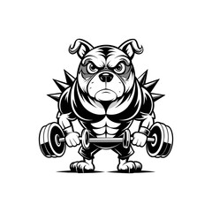 pitbull fitness mascot illustration design for t-shirt	