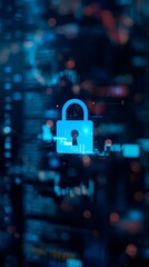 Generative AI Cybersecurity Lock Icon Emphasizing Data Protection and Digital Security Measures