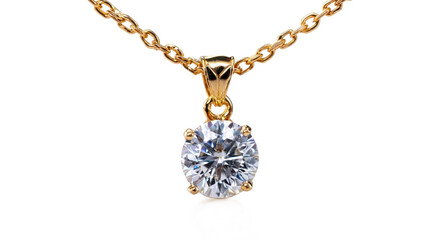 Elegant gold necklace with sparkling gemstone.