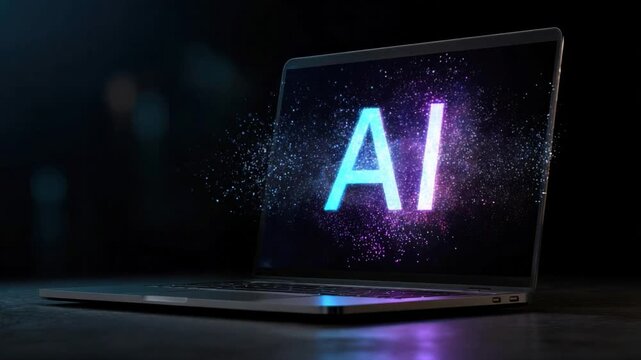 Digital Intelligence: The future of artificial intelligence shines brilliantly on a modern laptop screen, symbolizing the innovative evolution of technology and the power of AI.