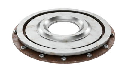 Circular Mechanical Assembly with Metal Rings and Nuts