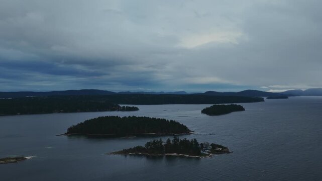 Dayman And Scott Islands Near Thetis Island, British Columbia, Canada. Aerial Shot