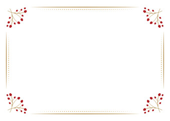 Christmas rectangular frame with red berries. Festive winter decorative border.