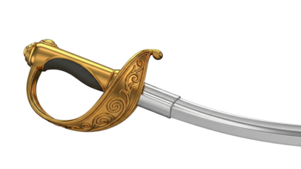 Ornate Gold-Plated Saber Hilt with Silver Blade