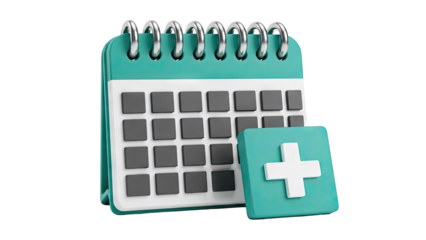 3D Calendar Icon with Medical Plus Sign