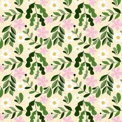 Seamless floral leaf pattern background vector design illustration texture nature ornament fabric spring summer foliage