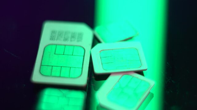 SIM Cards, Marco Close Up, Mobile Networks Chips in Different Sizes