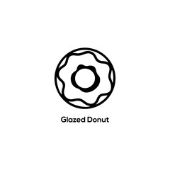 Obraz premium Minimalist black line icon of a glazed donut for bakery menus food apps cafe branding and professional dessert marketing. 